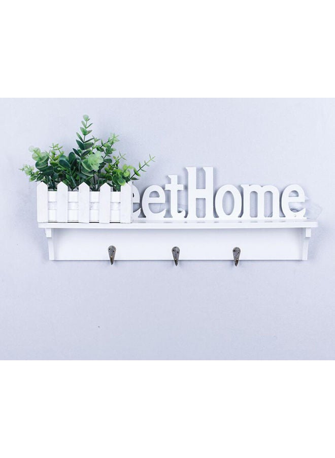 Loquat Sweet Home Wooden Wall Key Holder White 47x17x8cm - Image 2