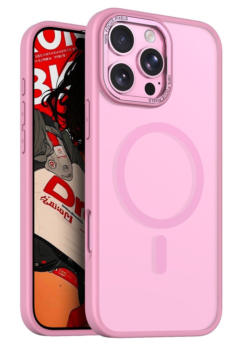 for iPhone 16 Pro Max Case Compatible with MagSafe,Magnetic Phone Case for iPhone 16 Pro Max,Skin-Friendly Hybrid Hard Back Matte Cover,N52 Built-in Magnets,Metal Camera Frame Shockproof Case Sakura Pink - Image 1