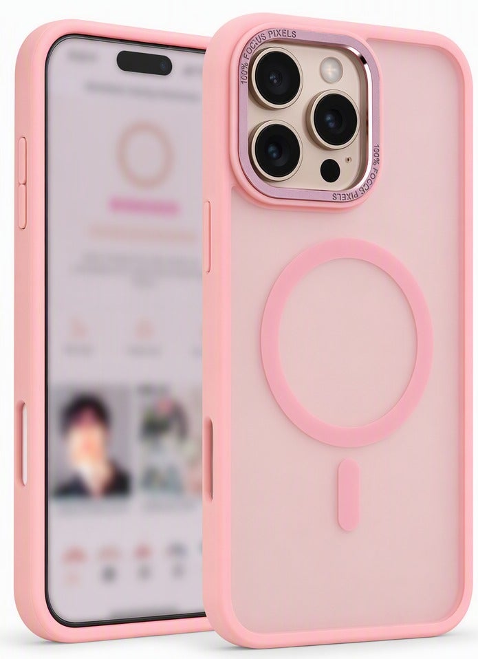 for iPhone 16 Pro Max Case Compatible with MagSafe,Magnetic Phone Case for iPhone 16 Pro Max,Skin-Friendly Hybrid Hard Back Matte Cover,N52 Built-in Magnets,Metal Camera Frame Shockproof Case Sakura Pink - Image 1