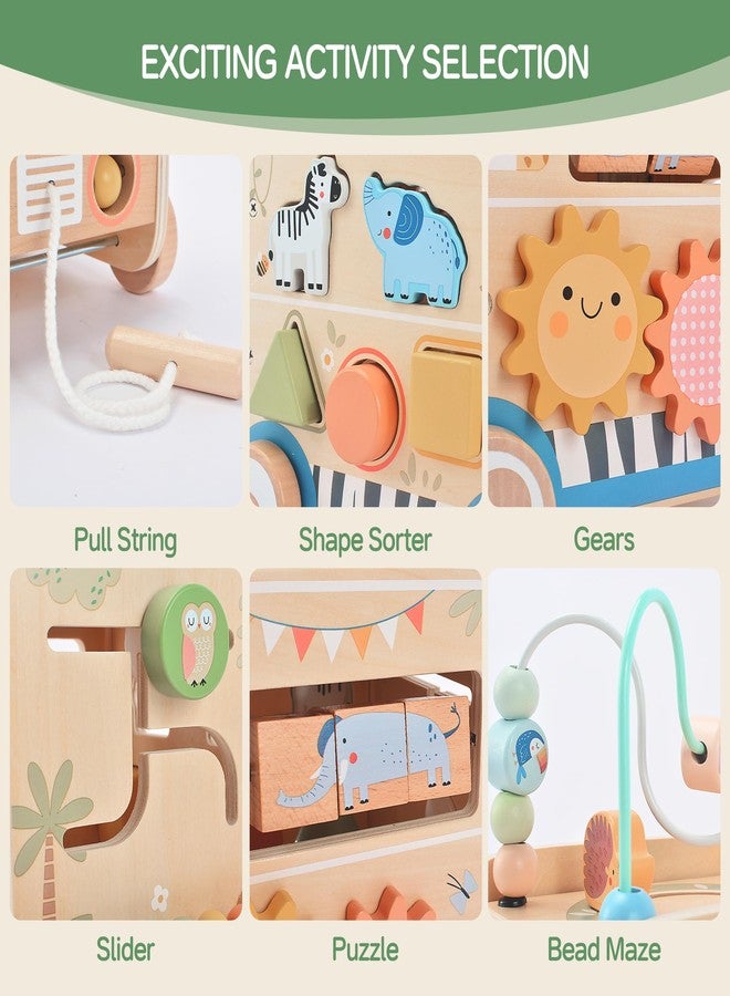 Pithfor Wooden Pull Along Activity Cube Toys, Montessori Toys for 1 2 3 Year Old Baby Toddlers, Baby Activity Cube for 1 Year Old, 1st First Birthday Gift - Image 3