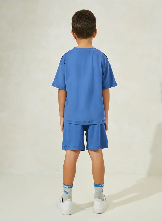 Styli Patch Detail T-Shirt & Cargo Shorts Set