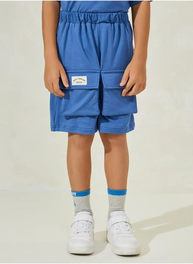 Styli Patch Detail T-Shirt & Cargo Shorts Set