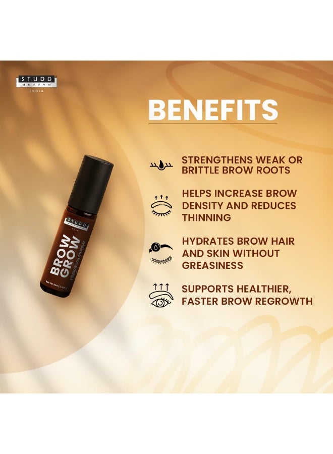 Studd Muffyn | Brow Grow Eyebrow Roll On for Thicker Looking Eye Brows | Helps Improve Brow Density & Strength | Lightweight Non-Sticky Brow Serum for Men & Women With Hyaluronic Acid | 10 ML - Image 4