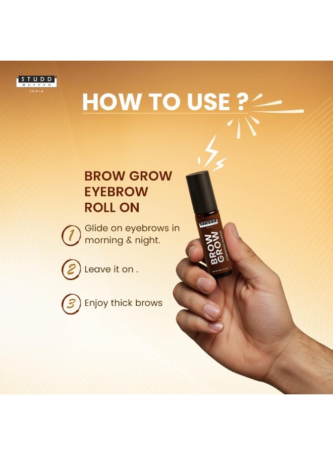 Studd Muffyn | Brow Grow Eyebrow Roll On for Thicker Looking Eye Brows | Helps Improve Brow Density & Strength | Lightweight Non-Sticky Brow Serum for Men & Women With Hyaluronic Acid | 10 ML - Image 2