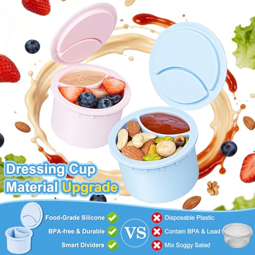 Syntic [UPGRADE] 1 Pack Glass Salad Pod with Silicone Divider Container for Lunch Meal Prep, Leakproof Salad Jar with Lid & Fork, Separation Divider for Dressing Sauces & Dry Ingredients, 32 oz Mason Jar - Image 3