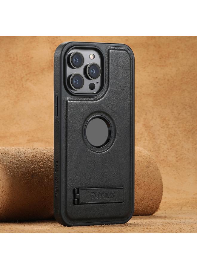 Suteni Case For iPhone 13 Pro G2 Magsafe Oil Wax Leather Back Phone Case with Holder - Image 1