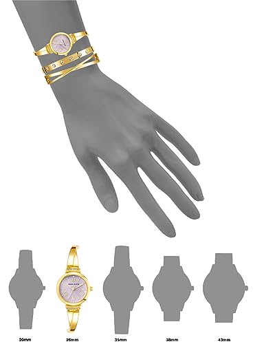 Anne Klein Womens Premium Crystal Accented Bangle Watch Set - Image 3