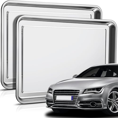 Datanly 2 Pcs Stainless Steel Oil Drip Pan for Under Car 23.62 x 15.75 Inch Automotive Oil Change Pan Silver Rust Resistant Motorcycle Drip Tray Replacement Tray for Garage Floor - Image 1