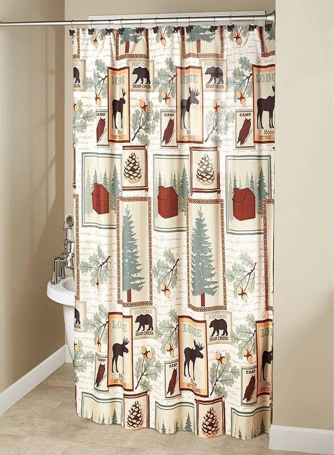 The Lakeside Collection Rustic Mountain Lodge Moose and Bear Theme Bathroom Décor, Shower Curtain - Image 2