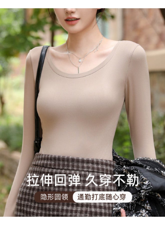 Modal Inner Wear Elastic Base Layer Warm Long-Sleeve Undershirt Women'S Top - Image 1