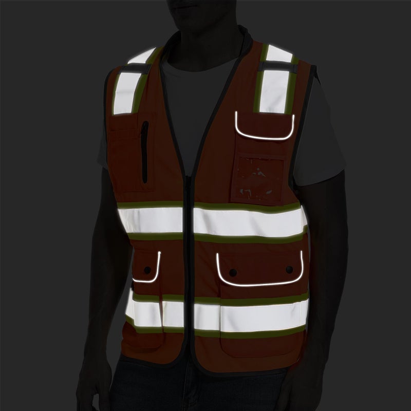 ArcRidge Reflective Safety Vest for Men and Women - High Visibility Construction Vest - Dual Tone Reflective Strips (Orange, XX-Large) - Image 5