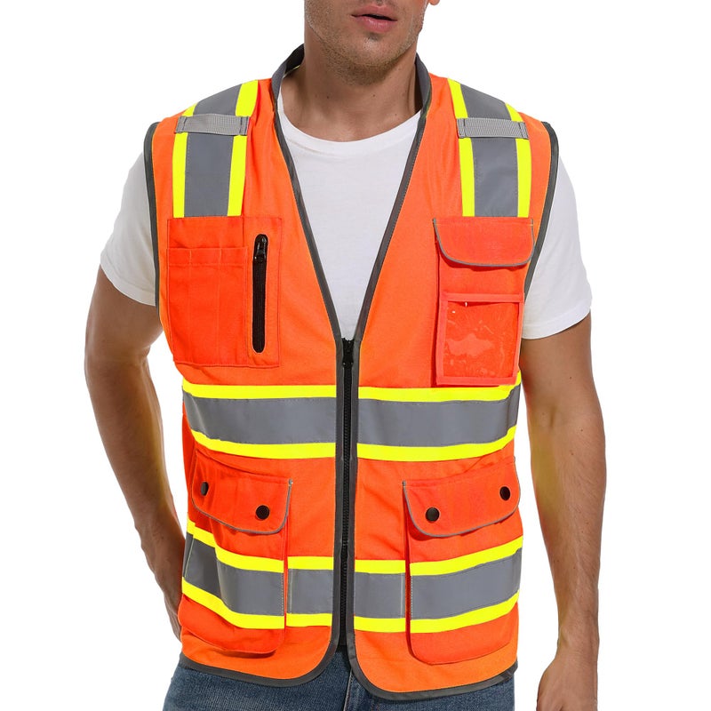 ArcRidge Reflective Safety Vest for Men and Women - High Visibility Construction Vest - Dual Tone Reflective Strips (Orange, XX-Large) - Image 1