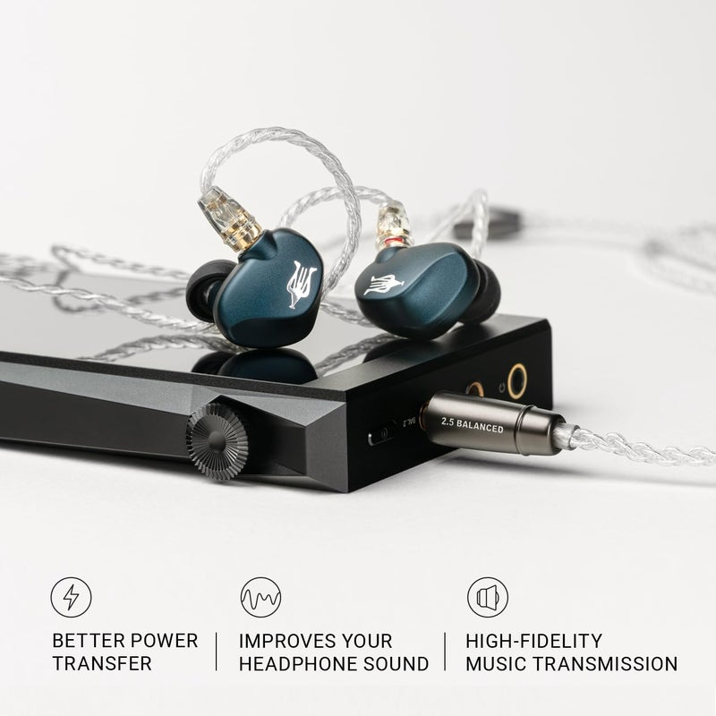 MEZE AUDIO كابل | سلسلة Rai | كابل من نوع MMCX | بديل لسماعات الهايفاي، يحتوي على مقبس ذكر من نوع 2.5 مم يتصل بمقبسين من نوع MMCX | مقبس من نوع 2.5 مم مطلي بالفضة ومزود بتقنية توازن الصوت | الطول: 1.2 متر (3.9 قدم) - Image 4