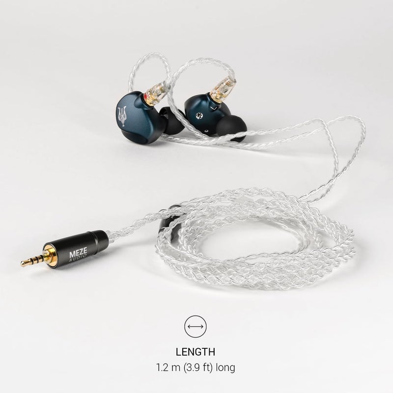 MEZE AUDIO كابل | سلسلة Rai | كابل من نوع MMCX | بديل لسماعات الهايفاي، يحتوي على مقبس ذكر من نوع 2.5 مم يتصل بمقبسين من نوع MMCX | مقبس من نوع 2.5 مم مطلي بالفضة ومزود بتقنية توازن الصوت | الطول: 1.2 متر (3.9 قدم) - Image 5