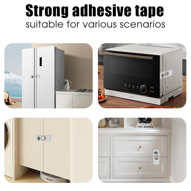 Wilbeva 2 Pack Fridge Locks with Self Adhesive, Refrigerator Latch for Kids, Toddlers and Children, Child & Baby Proofing Freezer Door Lock for, Cabinets and Drawers, Oven, Windows - Image 3
