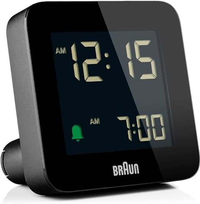 BRAUN Digital Alarm Clock with Snooze, Negative LCD Display, Quick Set, Crescendo Beep Alarm in Black, Model BC09B (1-Pack) - Image 1