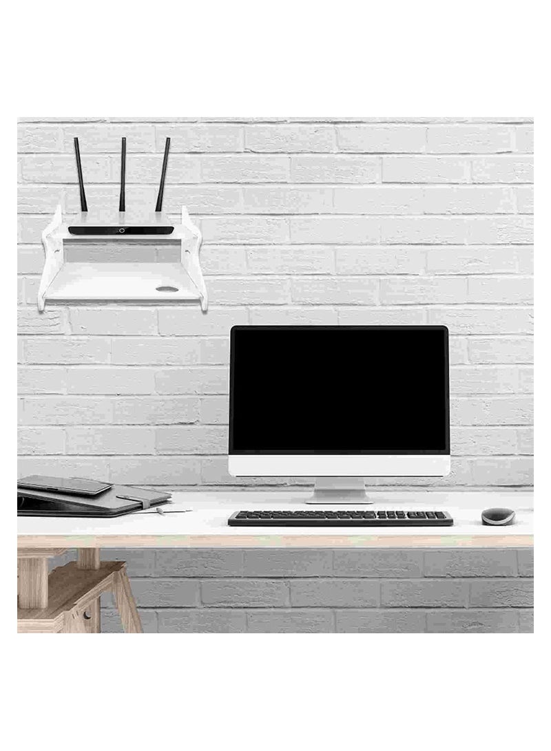 Router Organizer Wireless Router Storage Box, 1pc Practical Wall Box Wall Router Rack Wall Set-top Box Rack Home Decor (Color : White) - Image 4