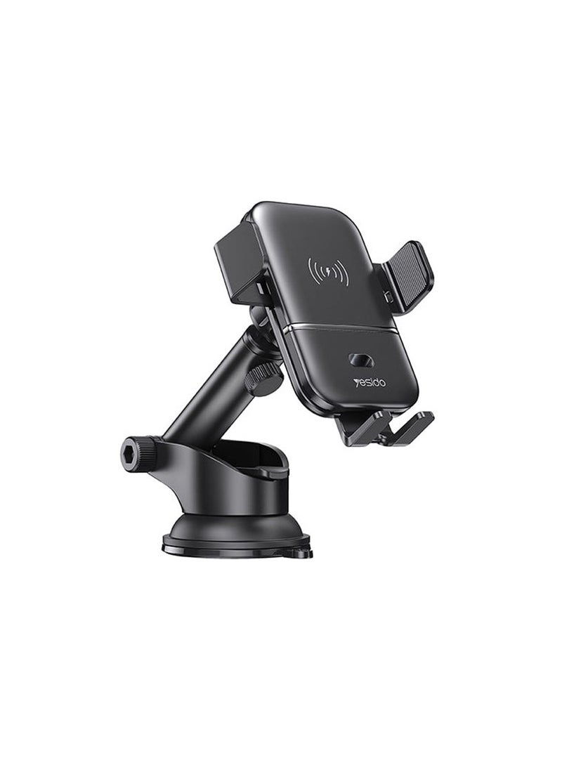 Yesido Yesido C121 Multifunctional 15W Fast Wireless Charging 360 Rotation Telescopic Arm Infrared Induction Smart Sensor Car Air Vent/ Dashboard Phone Holder Stand Bracket for 6.5-9cm Width Phones - Black  - Image 1