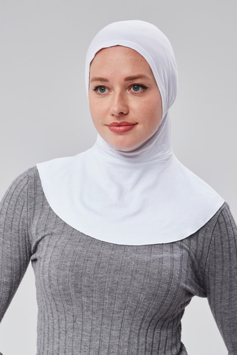 Sonbahar Moda Autumn Fashion Hijab Combed Cotton Sportsman Neck Hijab Bonnet S200 White  - Image 1