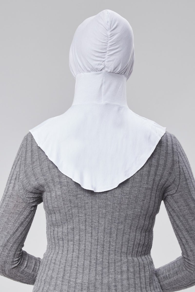 Sonbahar Moda Autumn Fashion Hijab Combed Cotton Sportsman Neck Hijab Bonnet S200 White  - Image 5