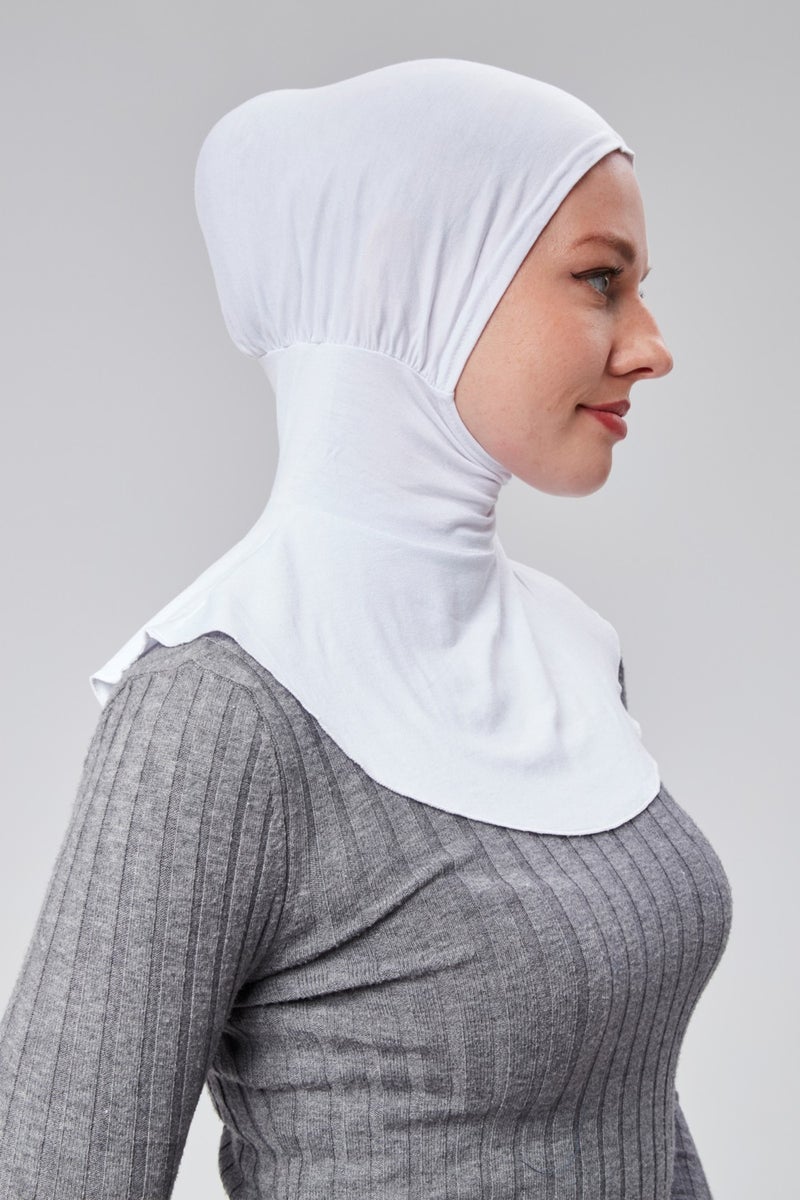 Sonbahar Moda Autumn Fashion Hijab Combed Cotton Sportsman Neck Hijab Bonnet S200 White  - Image 3