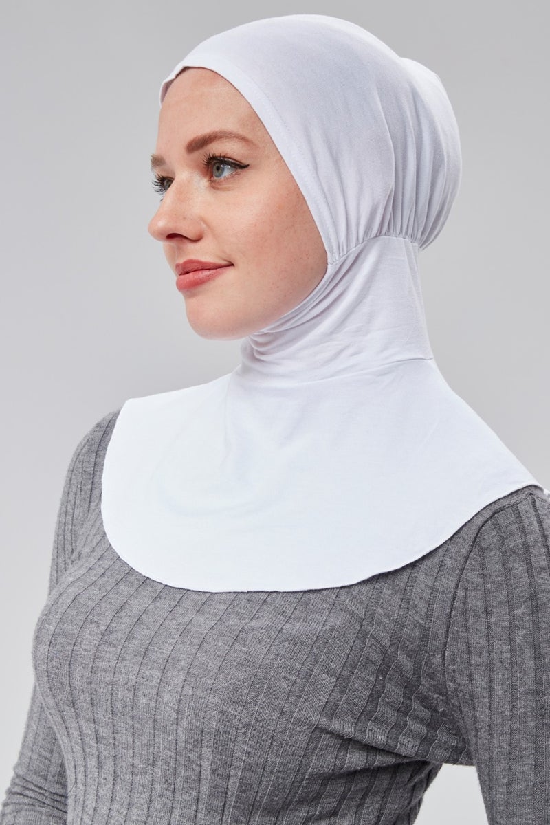 Sonbahar Moda Autumn Fashion Hijab Combed Cotton Sportsman Neck Hijab Bonnet S200 White  - Image 4