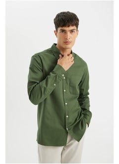 DeFacto Man Woven Regular Fit Polo Neck Long Sleeve Shirt  - Image 2