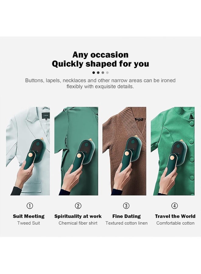 Bukela Portable Handheld Iron, Mini Handheld Iron for Clothes, Travel Garment Steamer, Mini Ironing Machine Support Dry And Wet Ironing for Home Business Travel (Green) - Image 4
