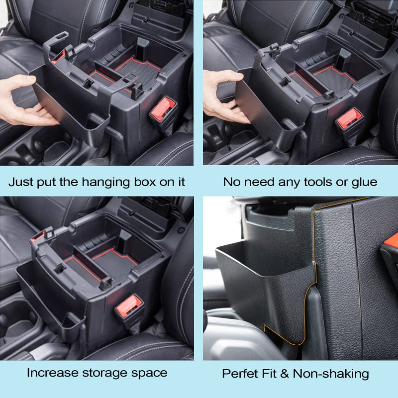 JKCOVER Center Console Hanging Box Compatible with JEEP Wrangler JL/JLU 2018-2023 2024 2025 and JEEP Gladiator JT Truck 2020-2024 2025 Organizer Tray Armrest Storage Accessories (Not for JK/JKU) - Image 4
