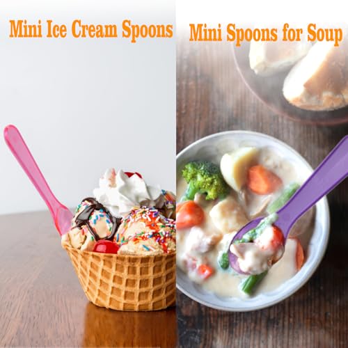 TANGTEA 200 PCS Mini Ice Cream Spoons - 3 Inch Tiny Plastic Disposable Tasting Spoons for Dessert, Yogurt, Baby Food & Sampling - Multicolor Small Spoon Bulk Pack for Parties, Events & Catering - Image 4