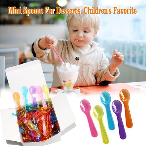 TANGTEA 200 PCS Mini Ice Cream Spoons - 3 Inch Tiny Plastic Disposable Tasting Spoons for Dessert, Yogurt, Baby Food & Sampling - Multicolor Small Spoon Bulk Pack for Parties, Events & Catering - Image 3