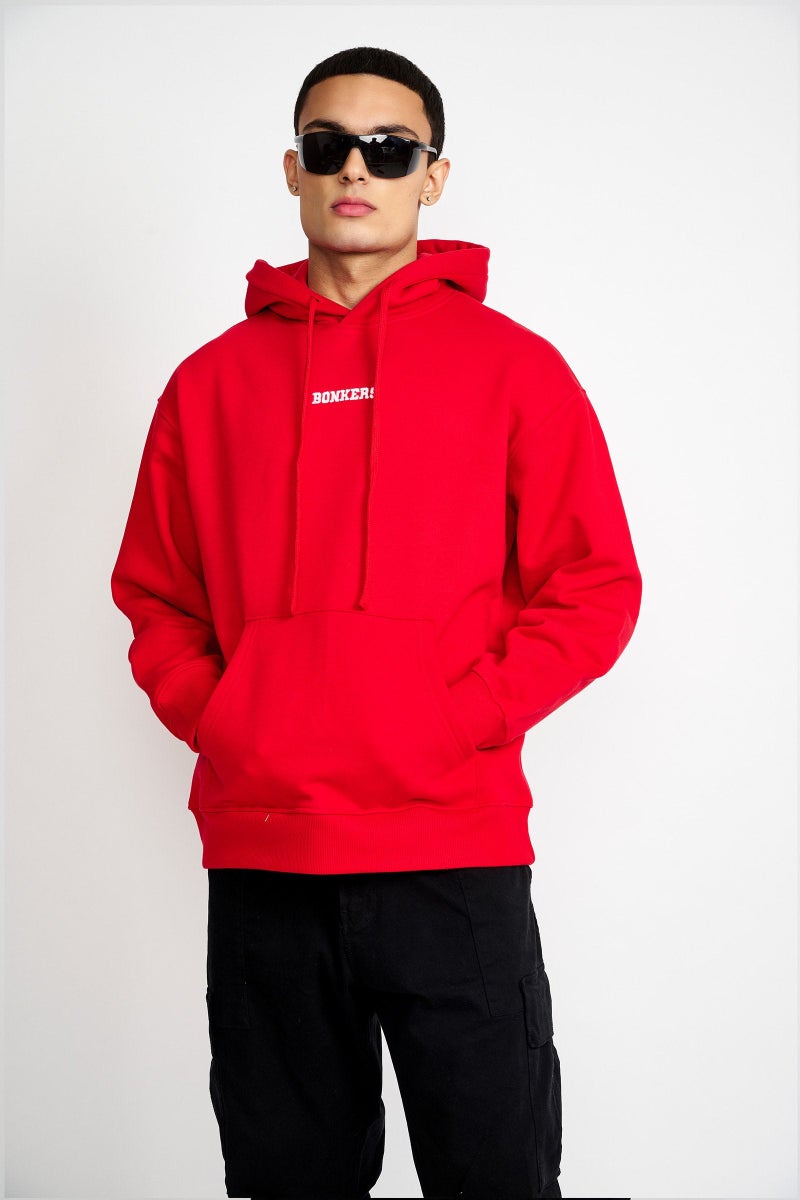Bonkers Corner Red Signature Oversized Heavyweight Hoodie (Fleece) For Men's - Image 3