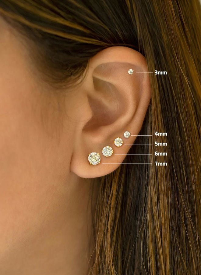 Kainier Women's 18K Gold Plated CZ Stud Earrings Simulated Diamond Round Cubic Zirconia Ear Stud Set?5 Pairs) - Image 3
