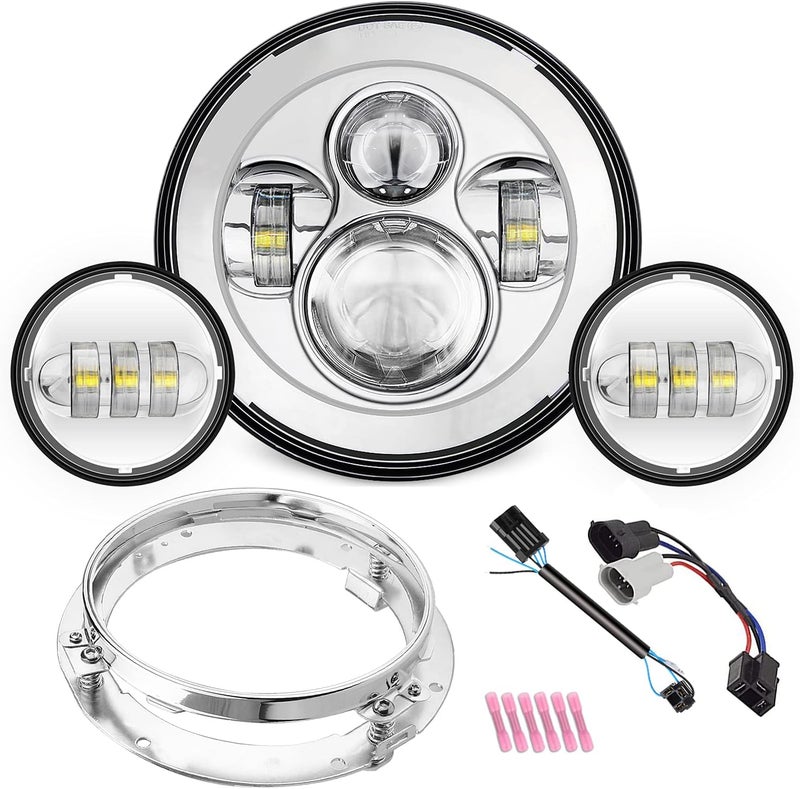 SUNPIE Compatible with H_arley Motorcycle 7 Inch Head light Fog Lights Combo, Compatible with Road King Road/Street/Electra Glide - Image 1