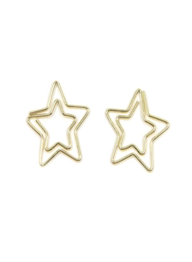 Nicerity 50 Pcs Cute Star Shaped Bookmarker Clips Paper Clip Bookmarker for Office, School, Home- Gold - Image 1