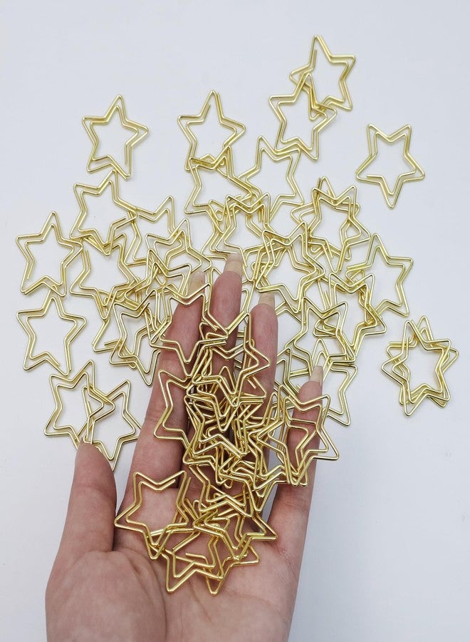 Nicerity 50 Pcs Cute Star Shaped Bookmarker Clips Paper Clip Bookmarker for Office, School, Home- Gold - Image 3
