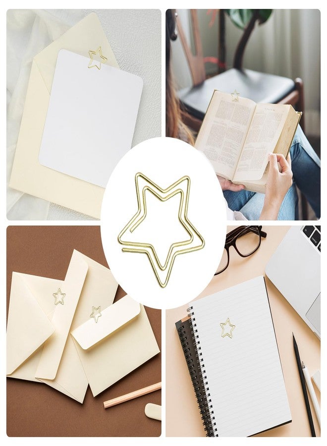 Nicerity 50 Pcs Cute Star Shaped Bookmarker Clips Paper Clip Bookmarker for Office, School, Home- Gold - Image 2