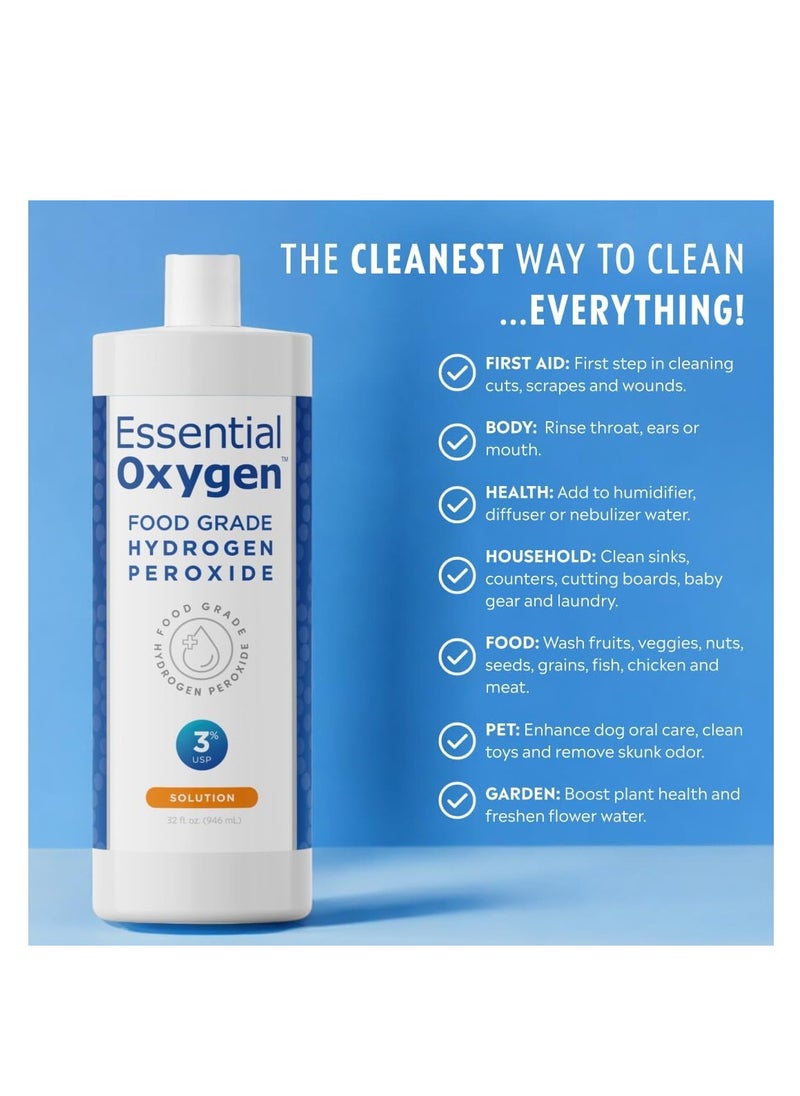 Essential Oxygen Essential Oxygen Food Grade Hydrogen Peroxide Solution 32 fl.oz 946ml  - Image 2