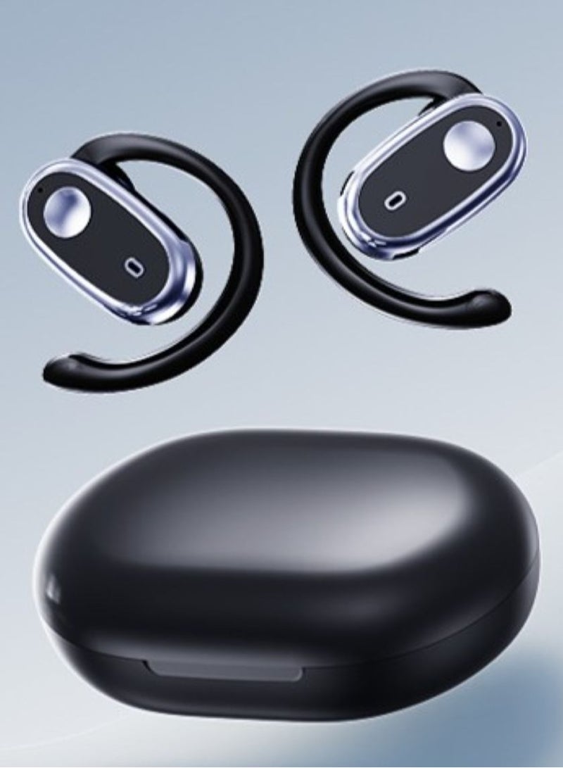 GT9 Wireless Earbuds, Open Ear Bluetooth 5.4 Headphones 4-Mics ENC Clear Call, Light-Weight Earphones, Open-ear Listening, OWS Bluetooth Earbuds Touch Control, Waterproof, High Battery, Privacy Protection, Black - Image 1