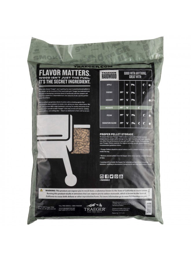 Traeger Grills Mesquite 100% All-Natural Wood Pellets for Smokers and Pellet Grills, BBQ, Bake, Roast, and Grill, 20 lb. Bag - Image 1