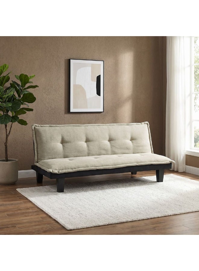 DANUBE HOME سرير أريكة مانولو V2 من القماش | أريكة قابلة للتحويل للنوم | أثاث غرفة المعيشة المريح L165xW80xH73cm - بيج - Image 1