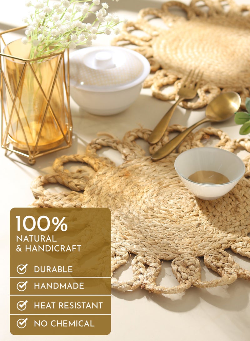 Raymond Handmade Jute Placemat – Eco-Friendly Natural Fiber Table Mat for Dining, Centerpiece, or Decoration 35 CM 14 INCH - 6 pcs set  - Image 1