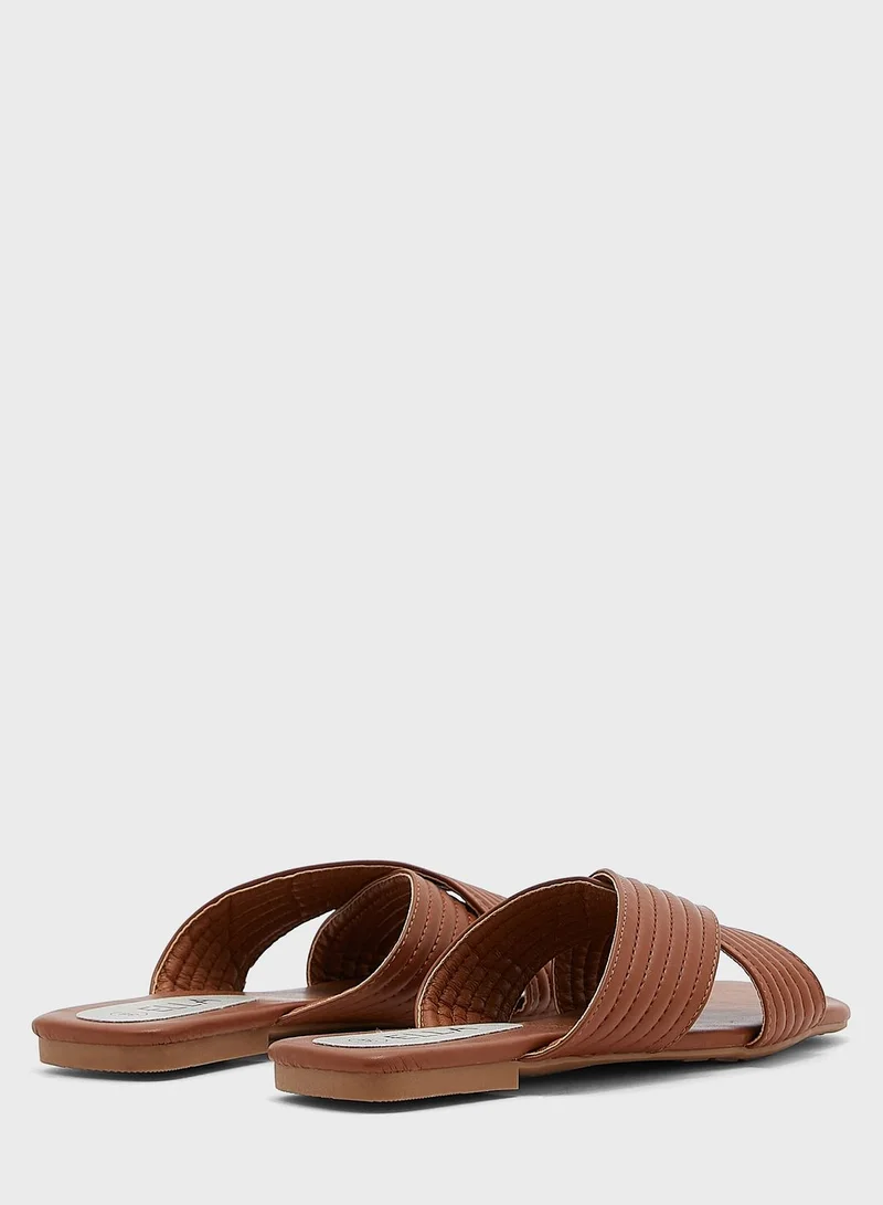 ELLA Cross Strap Flat Sandals