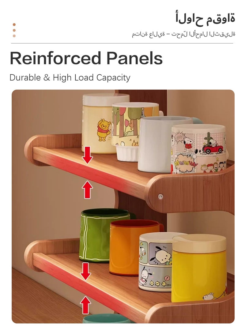 Sunnaltree 3 Tier Cup Drying Rack, Cup Storage Rack, Wood Material Multi-Functional Storage Rack, Coffee Mug Racks Easy to Install and Clean, Countertop Organizer, for Home Bathroom Kitchen Glass cup and Food for Kitchen, Home, Coffee Bar - Image 5