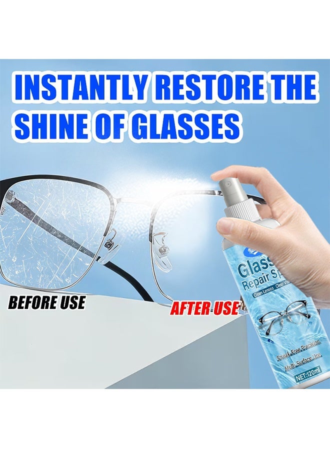 KineShineX Glasses Repair Spray - Glass Scratch Remover for Eyeglasses, Sunglasses, Camera Lens & Phone Screens, 120ml Portable Lens Cleaning & Restoration Liquid for Clearer Vision - Image 4