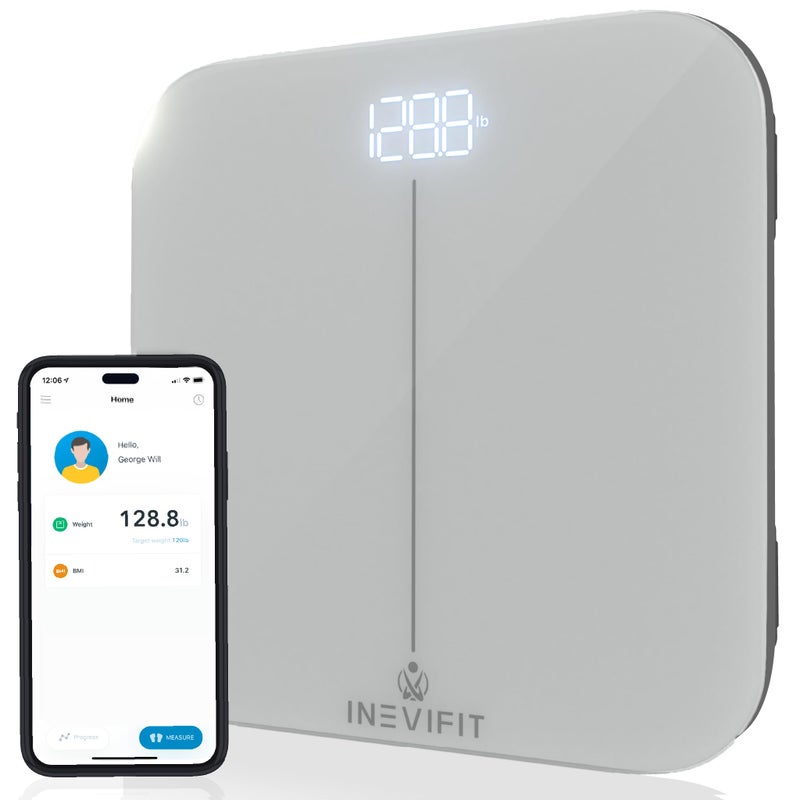 INEVIFIT Smart Premium Bathroom Scale Highly Accurate Bluetooth Digital Bathroom Body Weight Scale Precisely Measures Weight  BMI for Unlimited Users