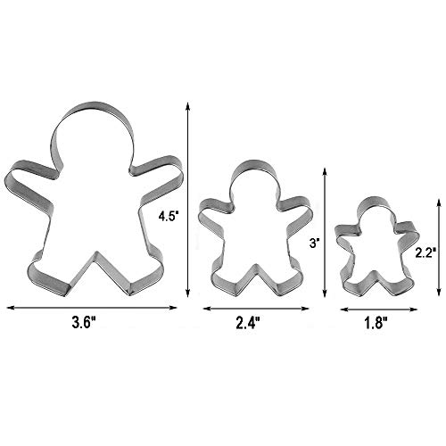 SOSOHOME 3 Piece Gingerbread Man Cookie Cutter Set, Christmas Shape Cookie Cutters Molds - 2.2 Inch, 3 Inch, 4.5 Inch - Image 3