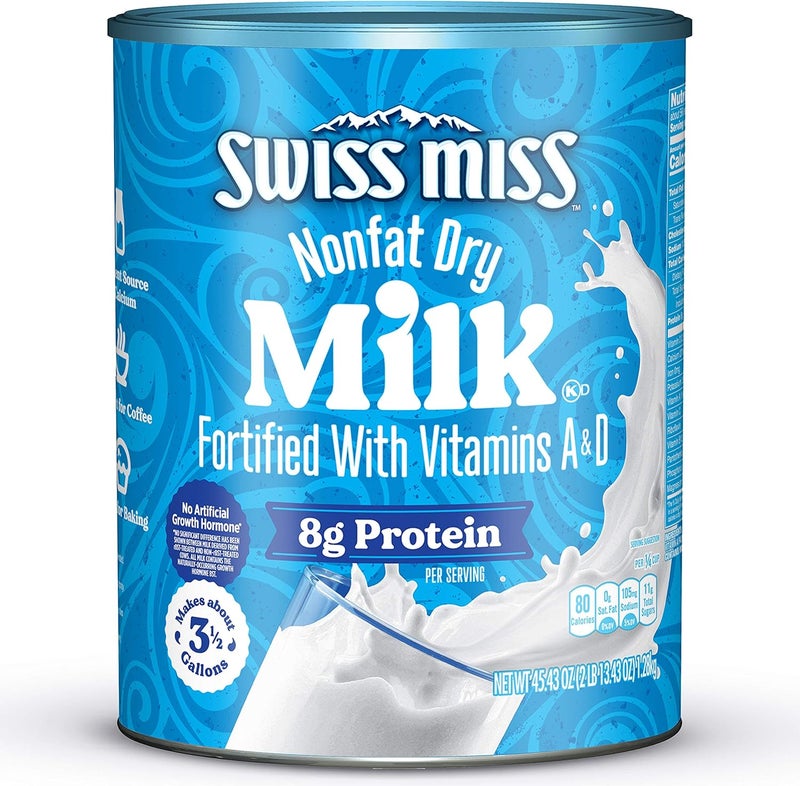 Swiss Miss حليب بودرة غير دسم سويس ميس، 45.43 أونصة - مدعم بالفيتامينات A و D، مصدر ممتاز للكالسيوم - Image 1