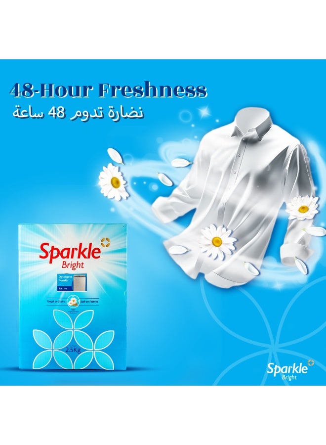 سباركل برايت  مسحوق غسيل سباركل برايت - 2.5 كجم (للغسالات العلوية)، يزيل البقع الصعبة من أول غسلة، تركيبة سريعة الذوبان وخالية من الكلور، لا يتسبب في انتقال الألوان بعد الغسيل المتكرر، عطر طويل الأمد، مناسب لجميع أنواع الأقمشة. - Image 5