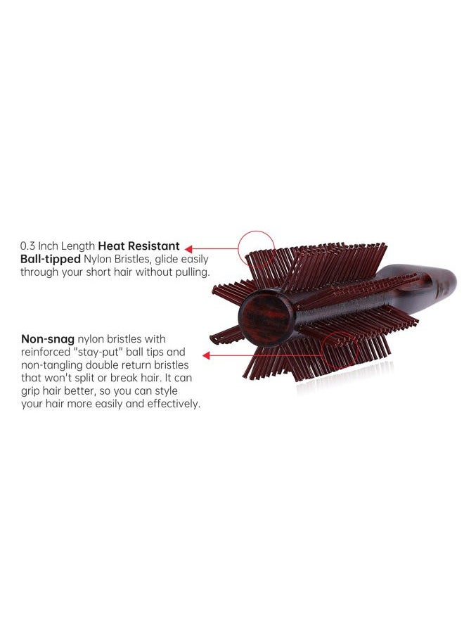Perfehair - Small Round Hair Brush for Blow-drying, 1 Inch, Nylon Bristle Roller Hairbrush for Styling Men's & Women's Short, Thin, Fine Hair or Beard - Image 1